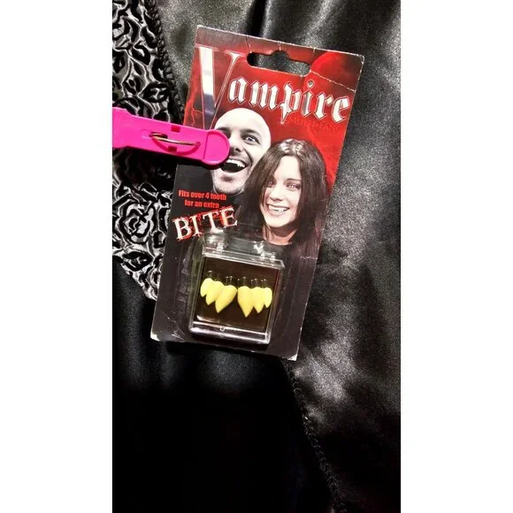 Spirit Halloween Vampire Costume Deluxe Boys 12-14 Cape Fangs Shirt Dracula Kids - Picture 6 of 8